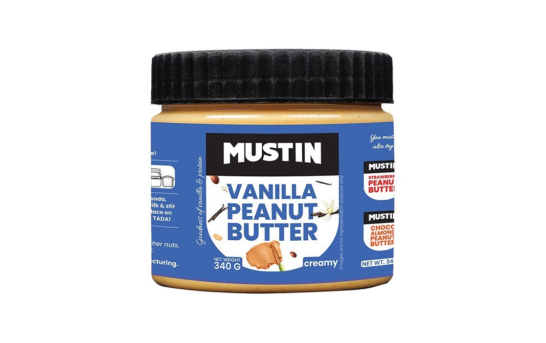 Mustin Vanilla Peanut Butter Creamy   Plastic Jar  340 grams